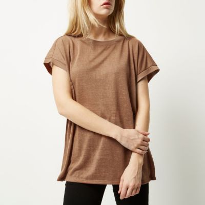 Tan square fit t-shirt